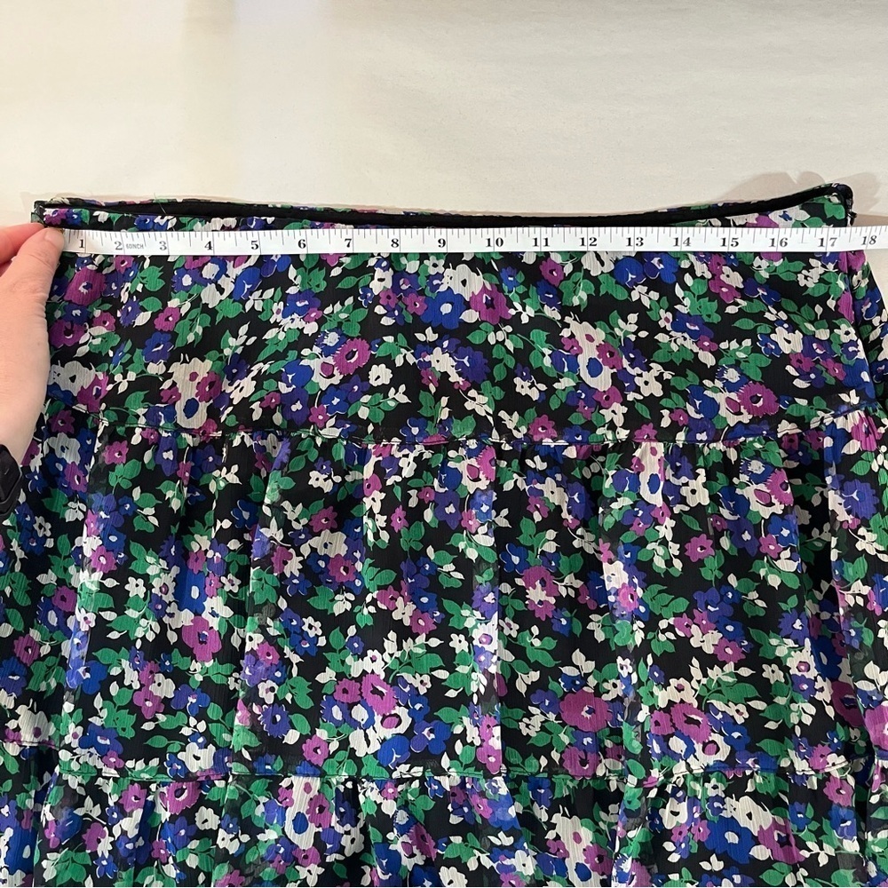 Lauren Ralph Lauren Floral Midi Skirt Tiered Lined Bohemian - Picture 10 of 11